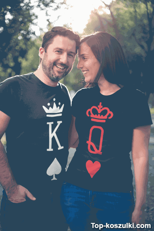 Koszulka dla par king queen karty