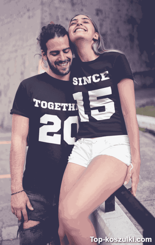 Koszulka dla par together since z własnym rokiem