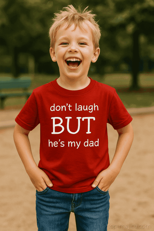 Koszulka dziecięca don't laugh but he's my dad