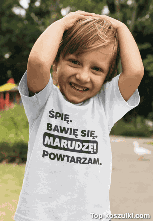Koszulka dziecięca śpię bawię się z własnym napisem