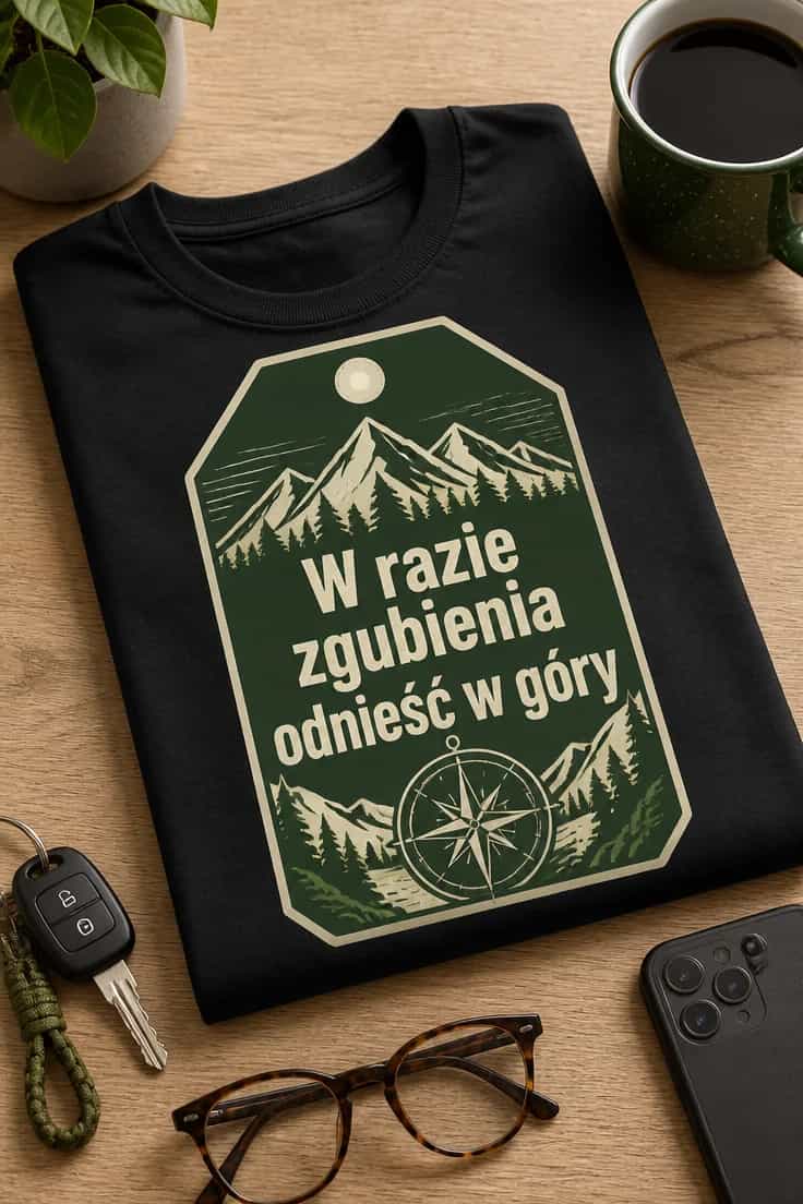 Koszulka górska „W razie zgubienia odnieść w góry”