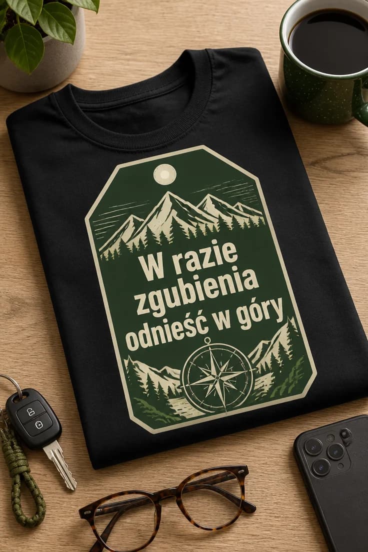 Koszulka górska „W razie zgubienia odnieść w góry”