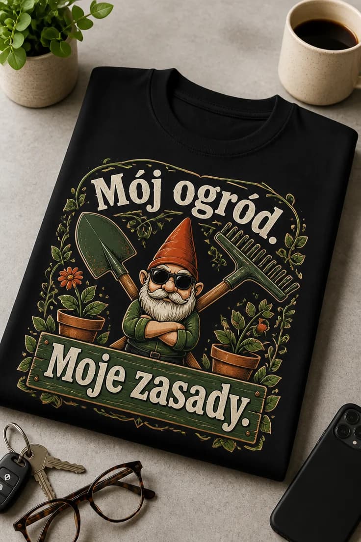 Koszulka ogrodnicza „Mój ogród. Moje zasady.”