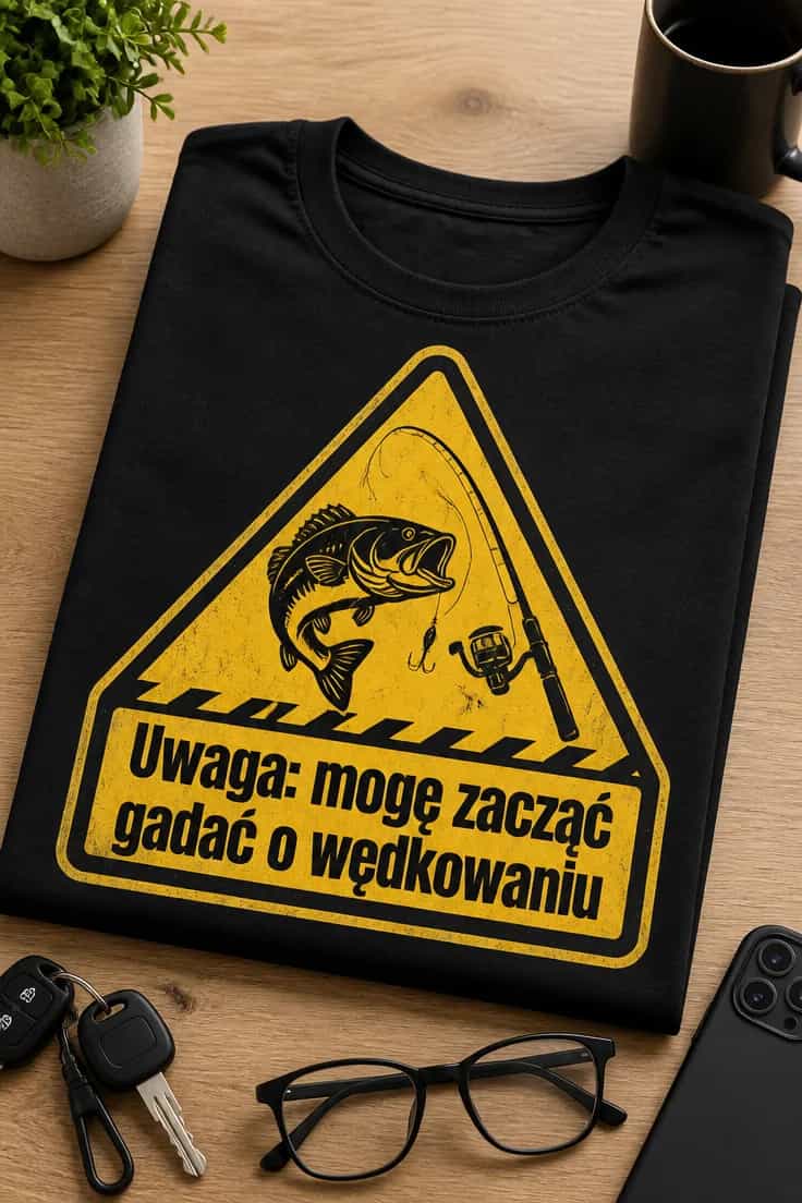 Koszulka wędkarska Uwaga: mogę zacząć gadać o wędkowaniu