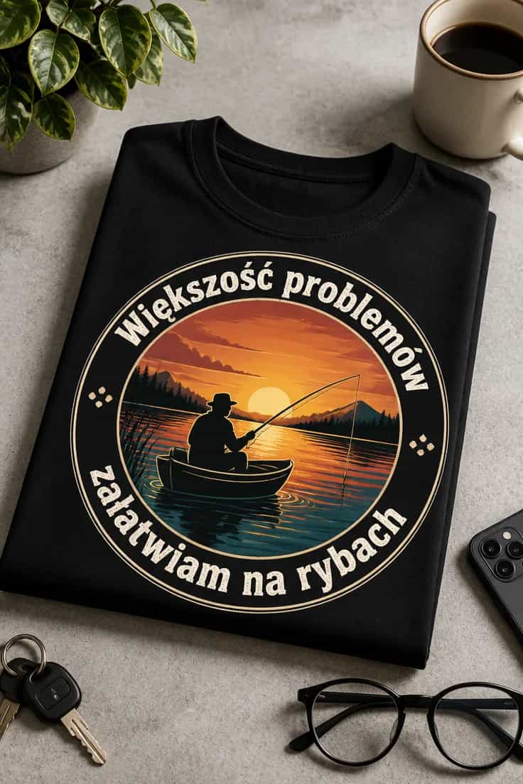 Koszulka wędkarska: Większość problemów załatwiam na rybach