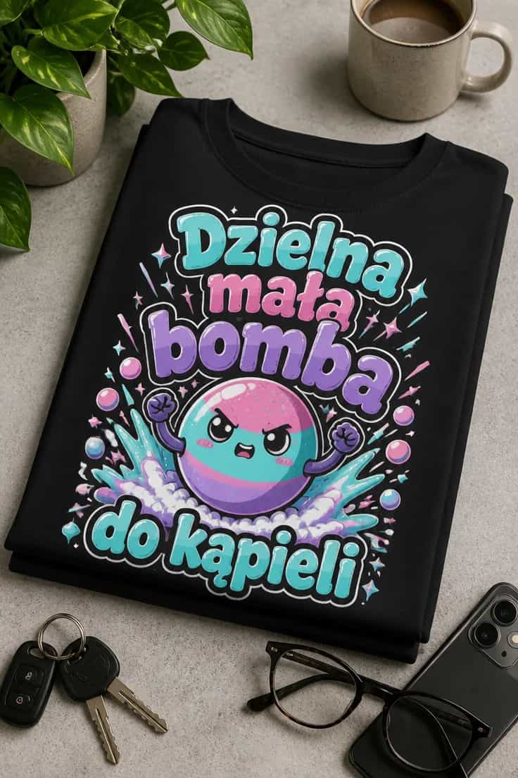 Koszulka z napisem Dzielna mała bomba do kąpieli