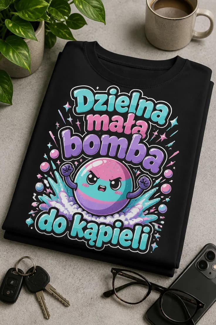 Koszulka z napisem Dzielna mała bomba do kąpieli