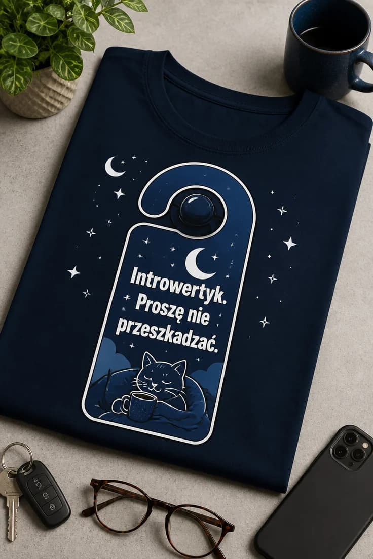 Koszulka z napisem Introwertyk. Proszę nie przeszkadzać.