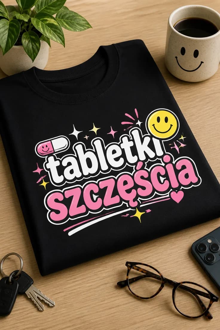 Koszulka z napisem tabletki szczęścia