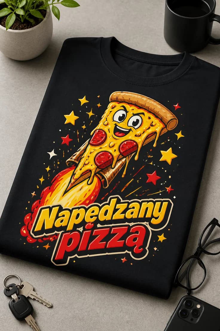 Koszulka z pizzą – Napędzany pizzą