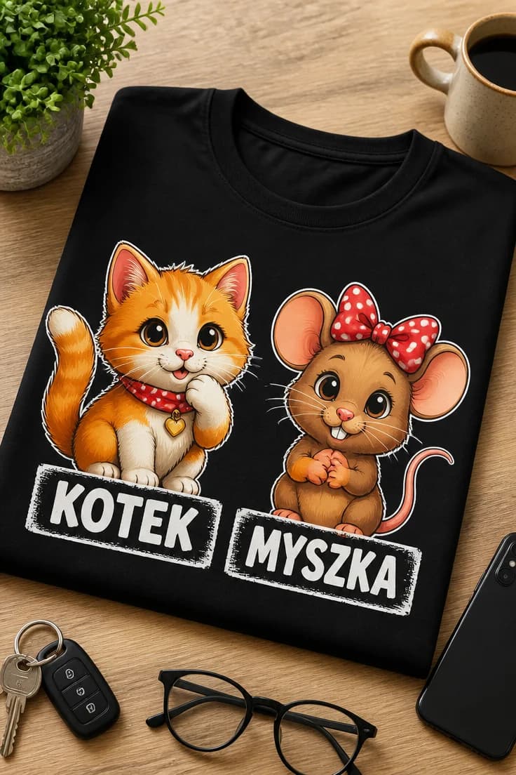 Koszulka dla par – Kotek Myszka