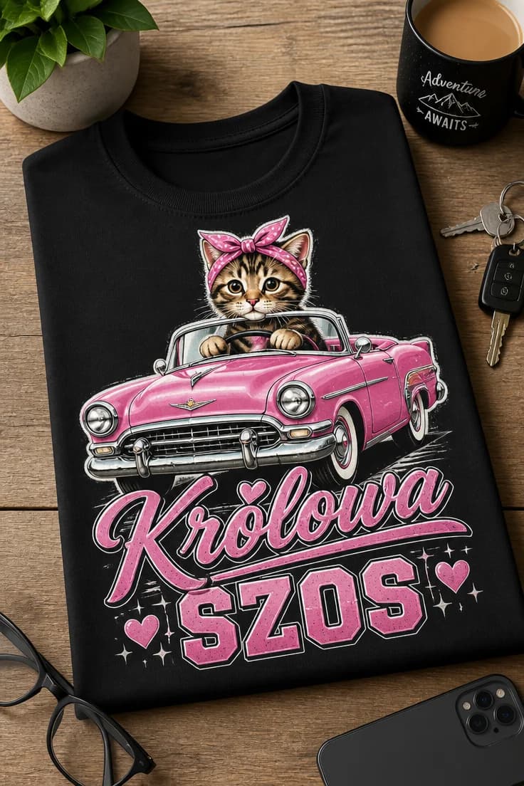 Koszulka z krótkim motywem – Królowa Szos