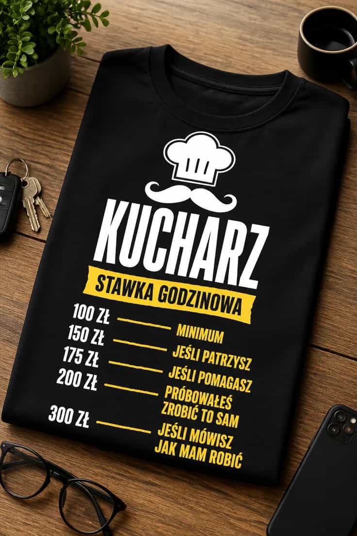 Koszulka kucharz stawka godzinowa – zabawny cennik