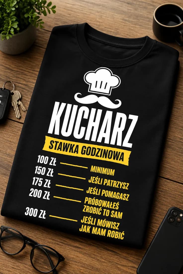 Koszulka kucharz stawka godzinowa – zabawny cennik