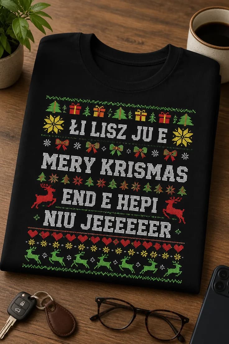 Koszulka łi lisz ju e mery krismas end e hepi niu jer