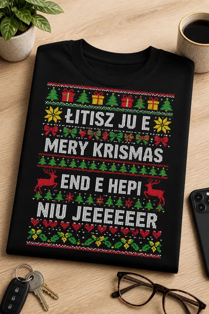 Koszulka łitisz ju e mery krismas end e hepi niu jer