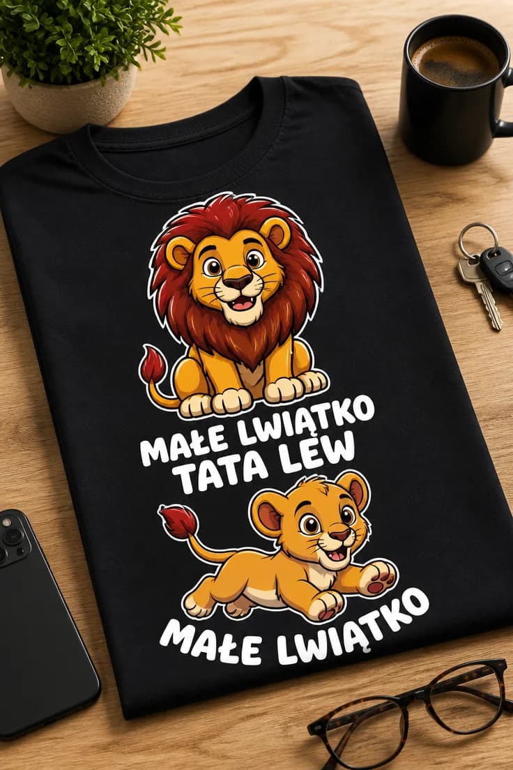 Koszulka dla taty i córki – Małe Lwiątko Tata Lew