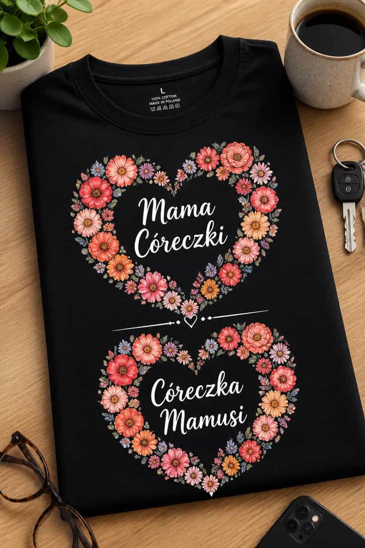 Koszulka dla mamy i córki – Mama Córeczki Córeczka Mamusi