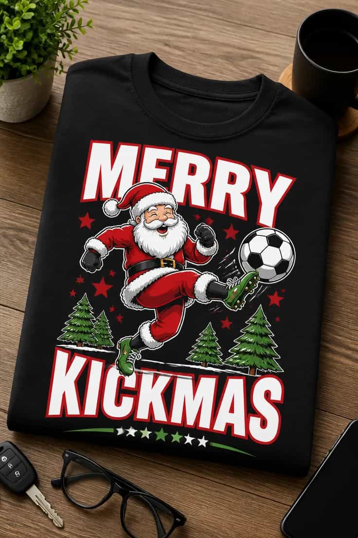 Koszulka dla fanów piłki – Merry Kickmas