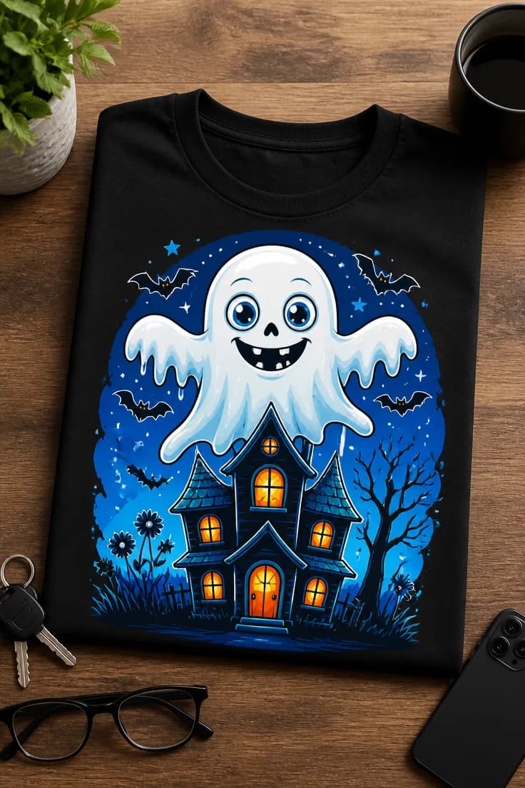 Koszulka duch i nawiedzony dom na halloween