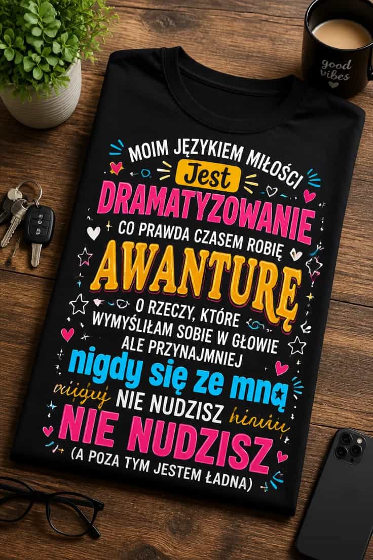 Koszulka dla dramatyczki moim językiem miłości jest dramat