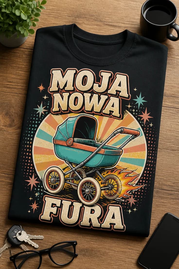 Koszulka dla świeżo upieczonego taty – Moja Nowa Fura