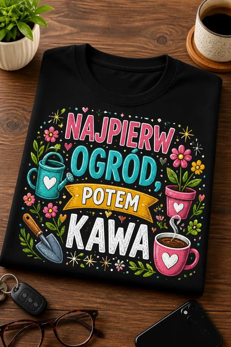 Koszulka dla ogrodniczki – Najpierw Ogród, Potem Kawa