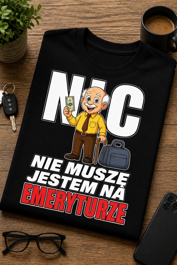 Koszulka dla emeryta – Nic Nie Muszę Jestem Na Emeryturze