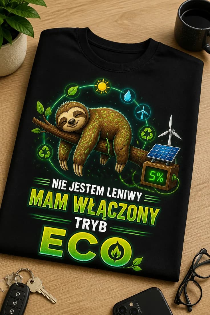 Koszulka nie jestem leniwy, mam tryb eco