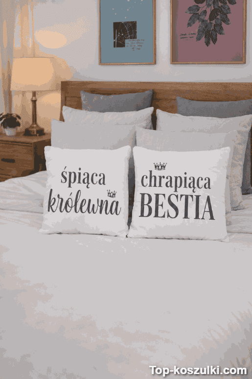Poduszki dla par śpiąca królewna i bestia