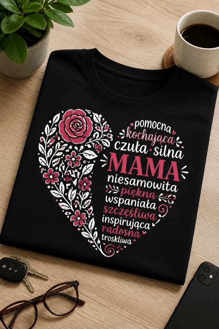 Koszulka dla mamy pomocna kochająca silna inspirująca