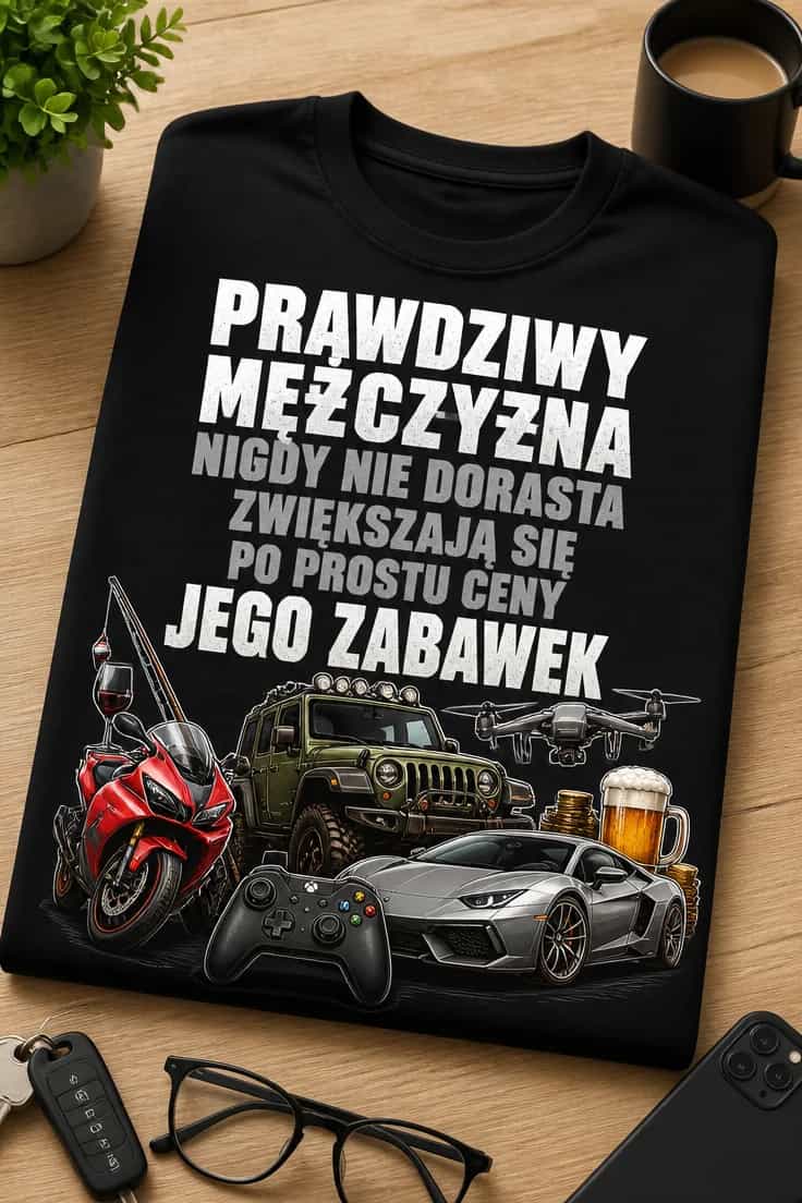 Koszulka dla męża prawdziwy mężczyzna nigdy nie dorasta