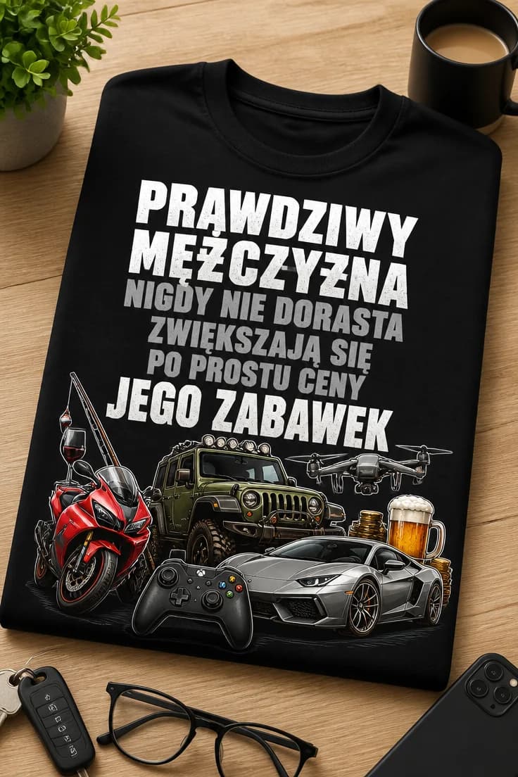 Koszulka dla męża prawdziwy mężczyzna nigdy nie dorasta