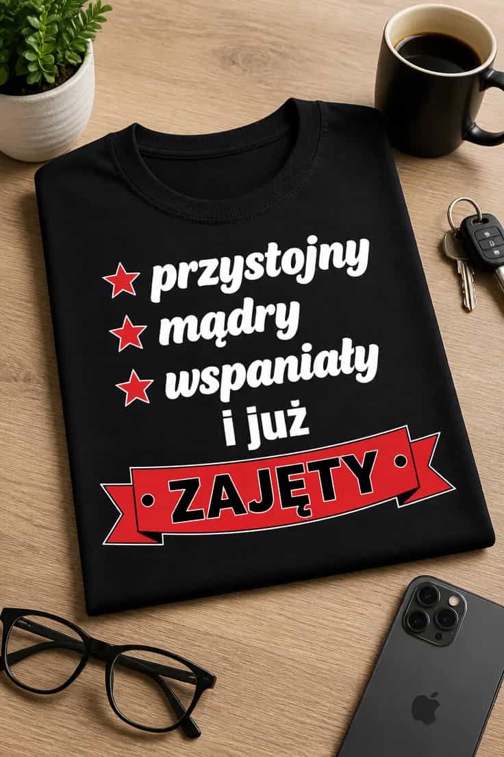 Koszulka przystojny mądry wspaniały i już zajęty