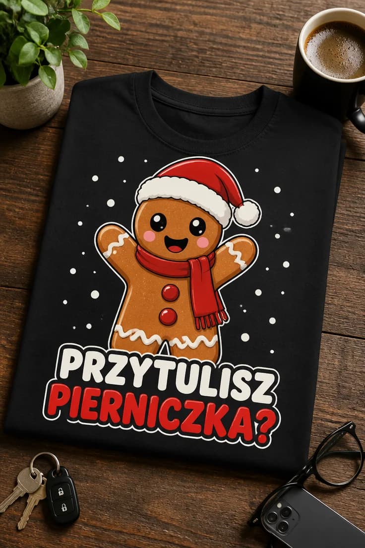 Koszulka z krótkim motywem – Przytulisz Pierniczka?