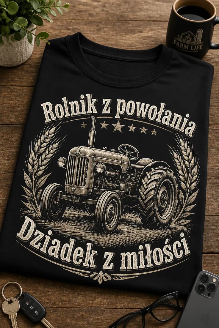 Koszulka rolnik z powołania dziadek z miłości