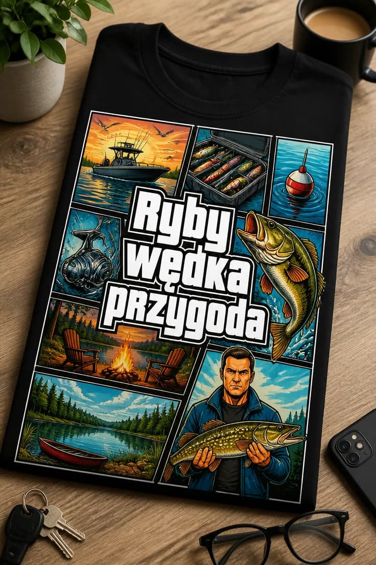 Koszulka dla wędkarzy – Ryby wędka przygoda
