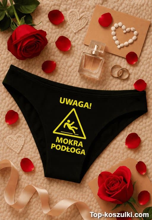 Śmieszna bielizna damska uwaga mokra podłoga