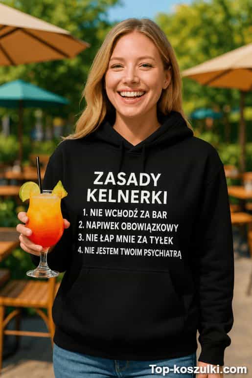Śmieszna bluza z kapturem zasady kelnerki