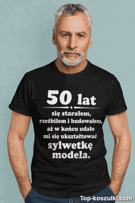 Śmieszna koszulka sylwetka modela z własnym rokiem