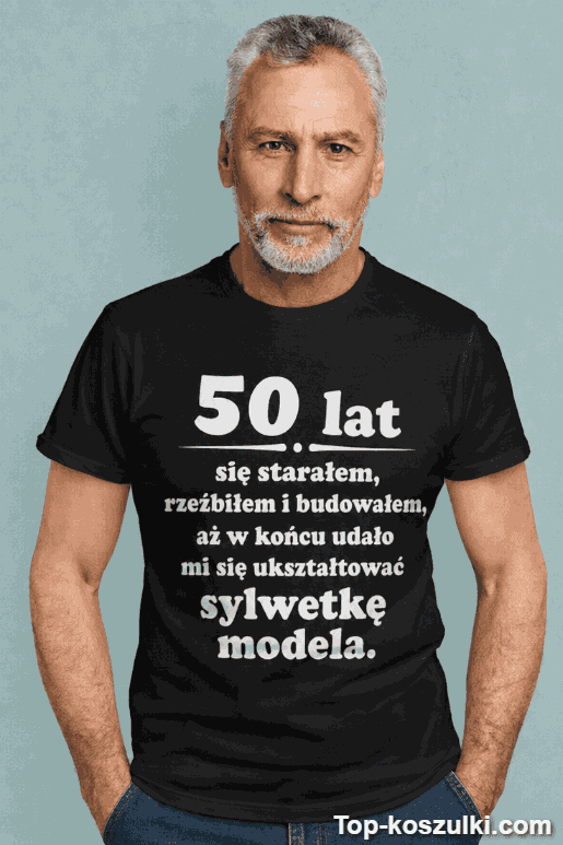 Śmieszna koszulka sylwetka modela z własnym rokiem