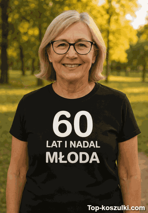 Śmieszna koszulka 60 lat nadal młoda