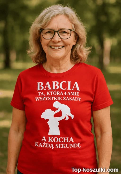 Śmieszna koszulka babcia łamie zasady