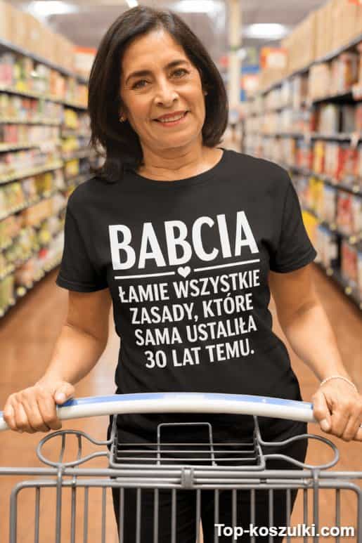 Śmieszna koszulka babcia łamie zasady 2