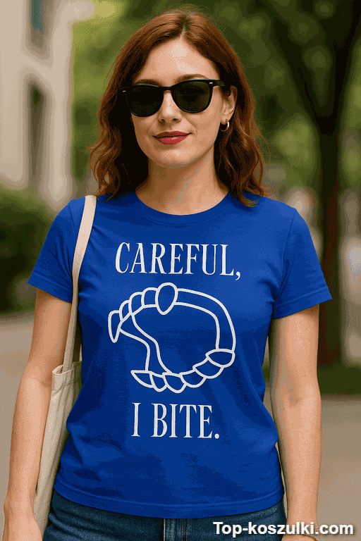 Śmieszna koszulka careful I bite