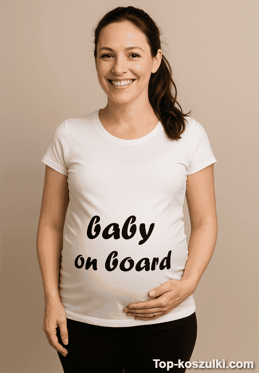 Śmieszna koszulka ciążowa baby on board