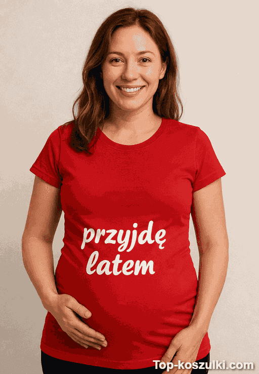 Śmieszna koszulka ciążowa przyjdę latem