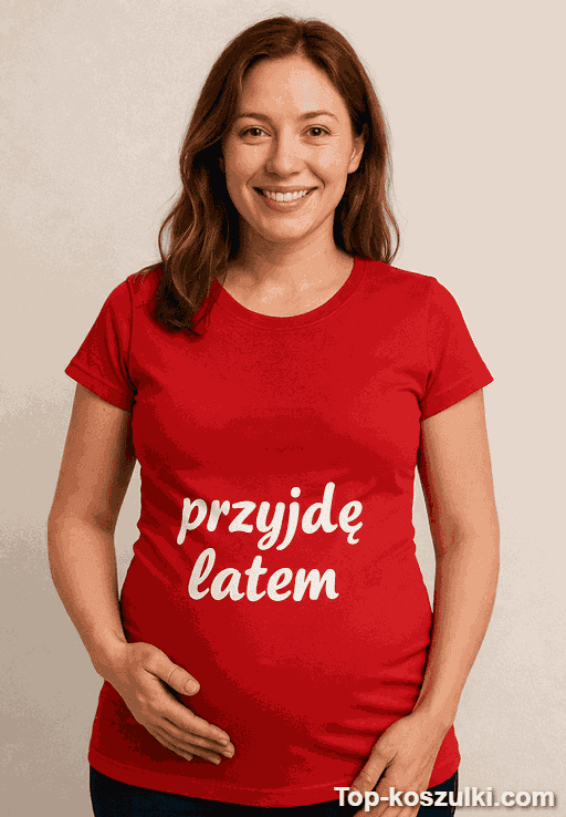 Śmieszna koszulka ciążowa przyjdę latem
