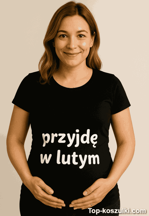 Śmieszna koszulka ciążowa przyjdę w lutym