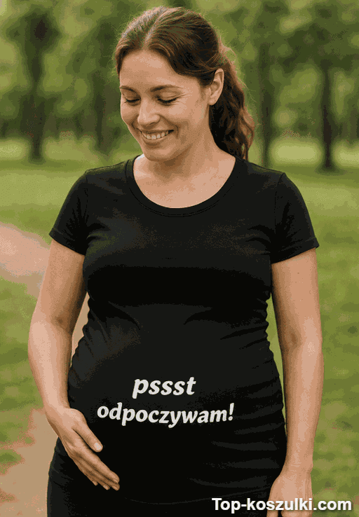Śmieszna koszulka ciążowa pssst odpoczywam
